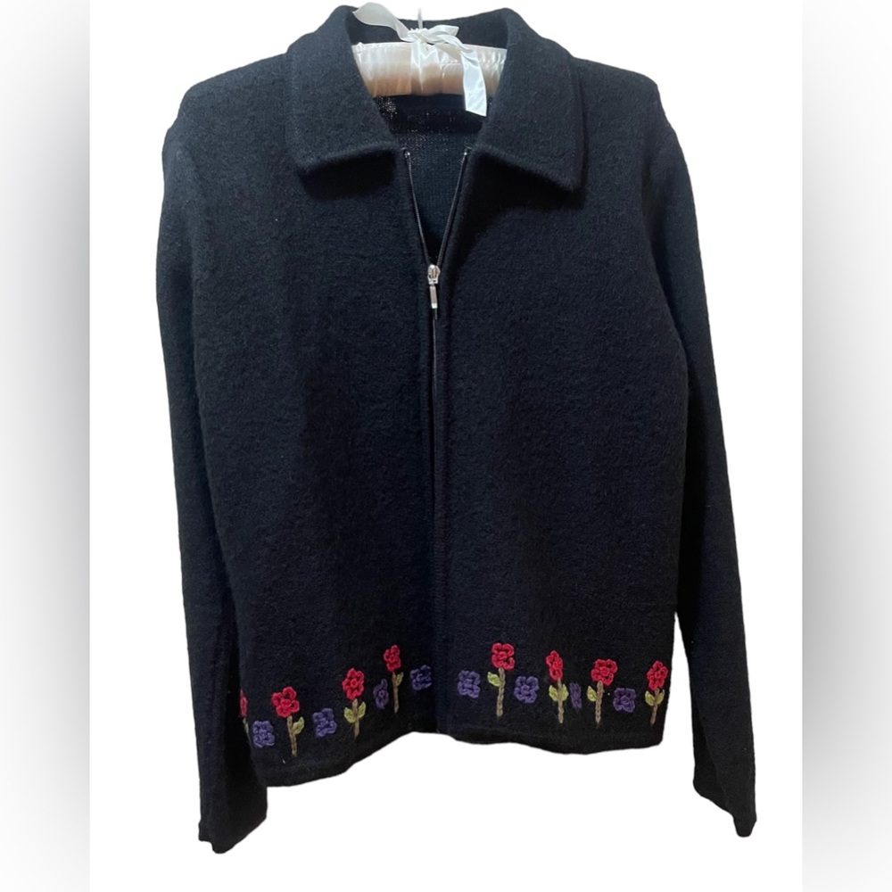 Vintage Karen Scott Petites 100% Wool Cardigan Sweater, Size Petite Medium